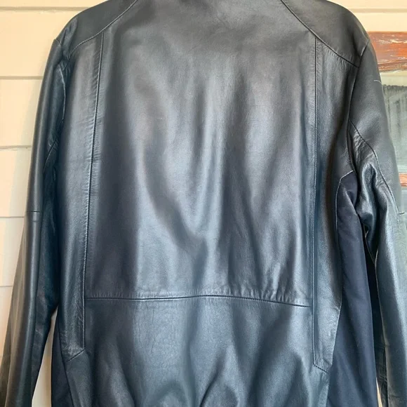 Men's M slim fit Arturo Calle Blue Leather bomber Jacket